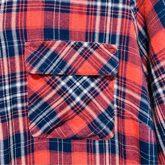 J. Jill Mauve Pink and Blue Plaid cotton tunic length shirt size small - Picture 5 of 7